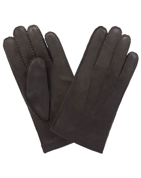 Gants en Cuir d'Agneau doublure Laine choco