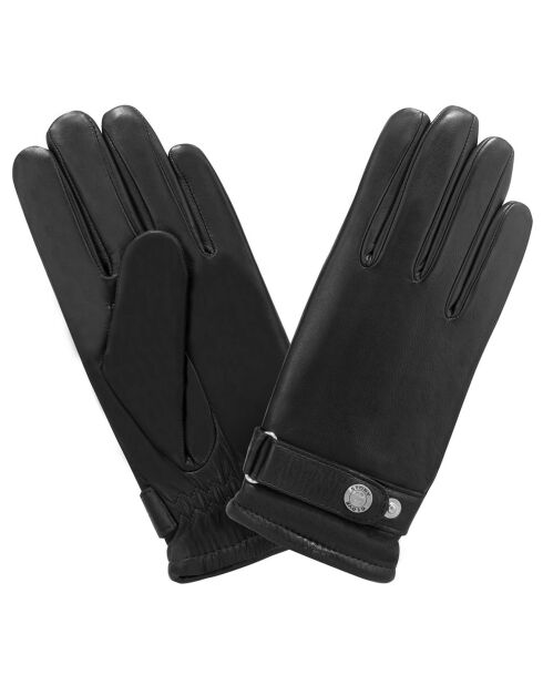 Gants en Cuir d'Agneau doublure Textile noirs