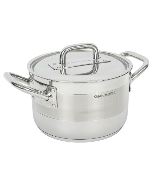 Induktionstopf mit Edelstahldeckel - D.24 cm