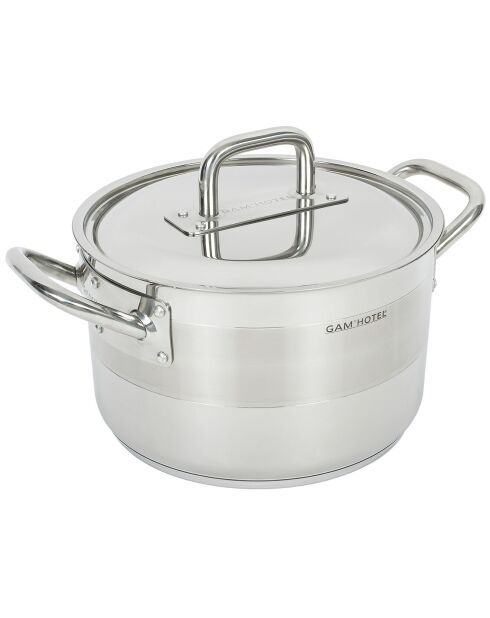Marmite induction avec couvercle inox - D.28 cm