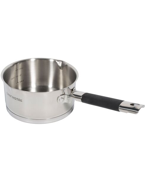 5 Casseroles induction inox argenté/noir - D.12/14/16/18/20 cm