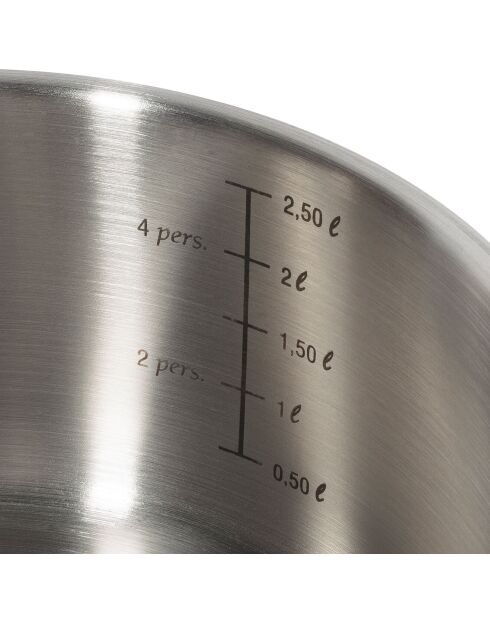 5 Casseroles induction inox argenté/noir - D.12/14/16/18/20 cm