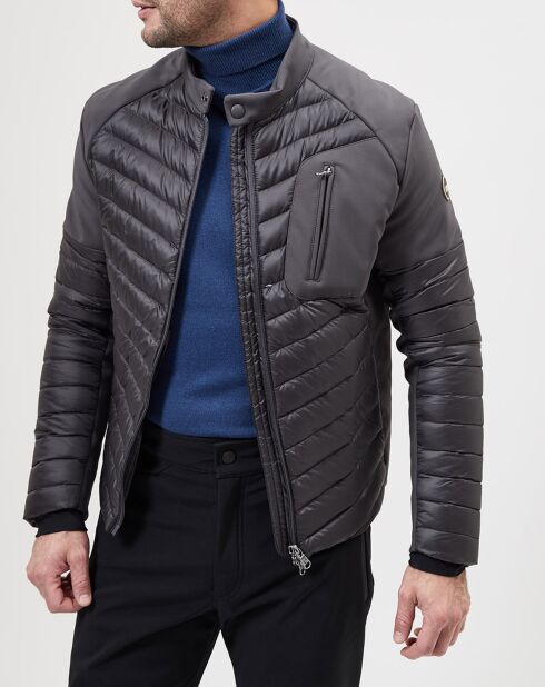 Veste bi-matière matelassée grise