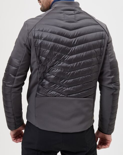 Veste bi-matière matelassée grise
