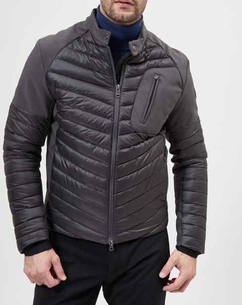 Veste bi-matière matelassée grise