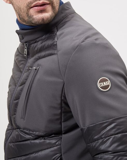 Veste bi-matière matelassée grise