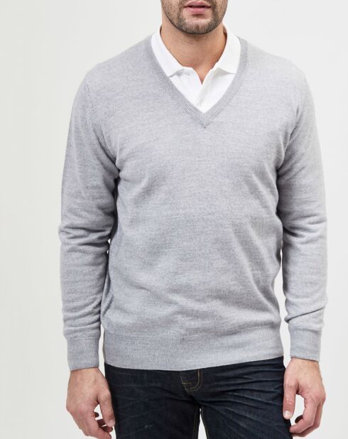 Grauer WaterShield-Pullover aus Wollmischung