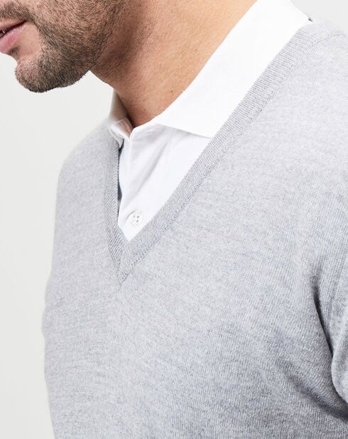 Grauer WaterShield-Pullover aus Wollmischung
