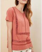 T-Shirt Eleonore Broderies rose
