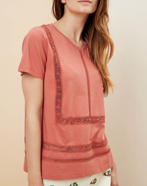 T-Shirt Eleonore Broderies rose