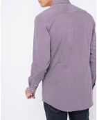 Chemise slim Lizzie fleurs géométriques violet/blanc