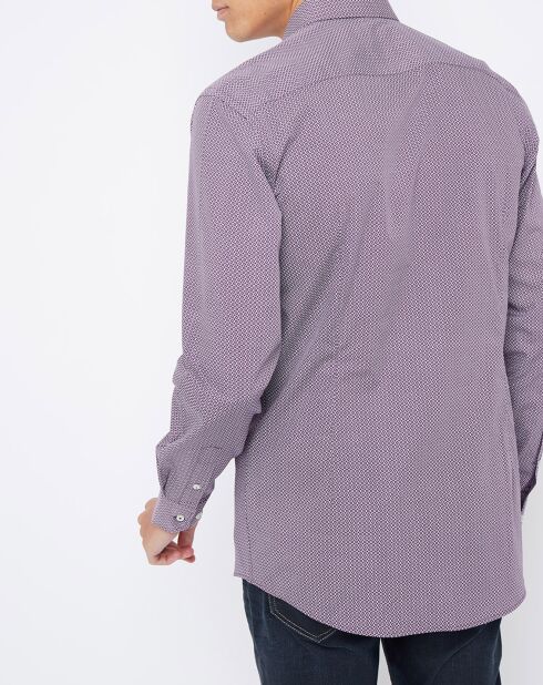 Chemise slim Lizzie fleurs géométriques violet/blanc