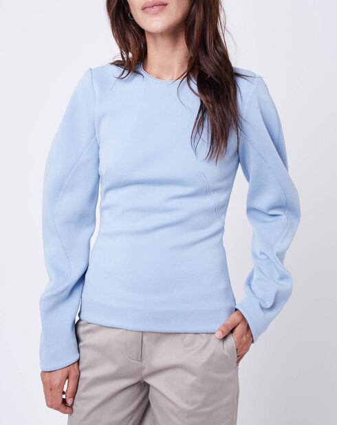 Pull 100% Laine Drape zippé bleu clair