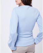 Pull 100% Laine Drape zippé bleu clair