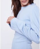 Pull 100% Laine Drape zippé bleu clair