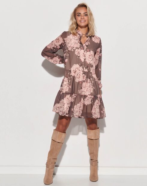 Robe Lina marron/rose
