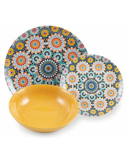 Marrakech veelkleurig tafelservies - 18 stuks