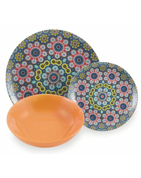 Marrakech veelkleurig tafelservies - 18 stuks
