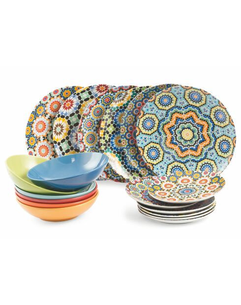 Marrakech veelkleurig tafelservies - 18 stuks
