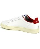 Baskets en Cuir Classic Soft Made In France blanc/rouge