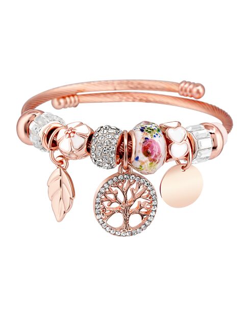 Bracelet jonc Evacoral en Rhodium doré rose