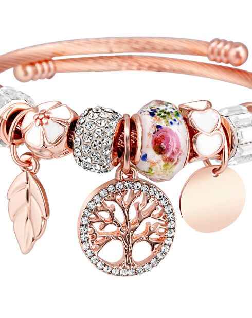 Bracelet jonc Evacoral en Rhodium doré rose