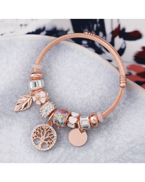 Bracelet jonc Evacoral en Rhodium doré rose