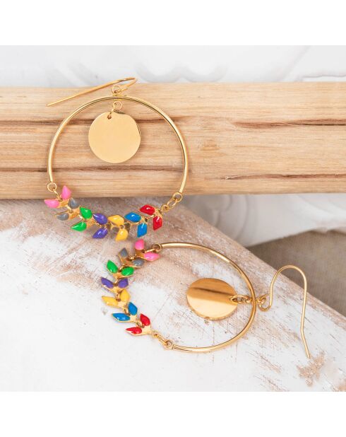 Boucles d'oreilles Noguela en Acier doré/multicolore