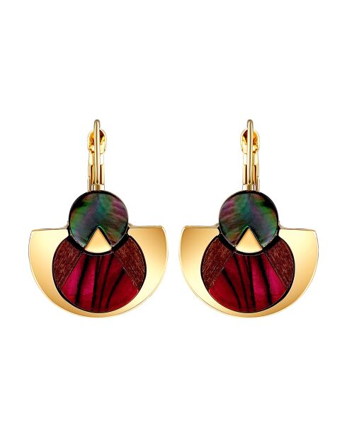 Boucles d'oreilles Tanzania en Nacre doré/rouge