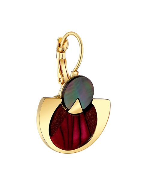 Boucles d'oreilles Tanzania en Nacre doré/rouge