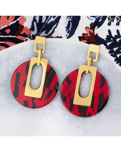 Ohrringe Baltimore aus goldenem und rotem Stahl