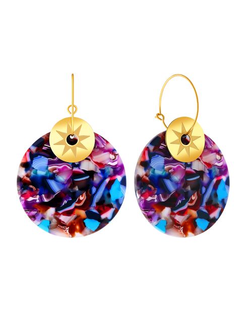 Boucles d'oreilles Astros en Acier doré/multicolore