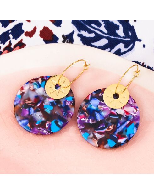 Boucles d'oreilles Astros en Acier doré/multicolore