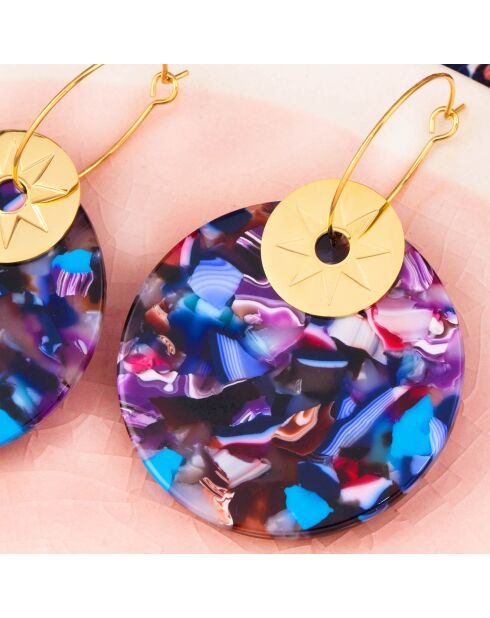 Boucles d'oreilles Astros en Acier doré/multicolore