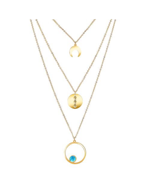 Collier Dysqual en Acier doré & Turquoise
