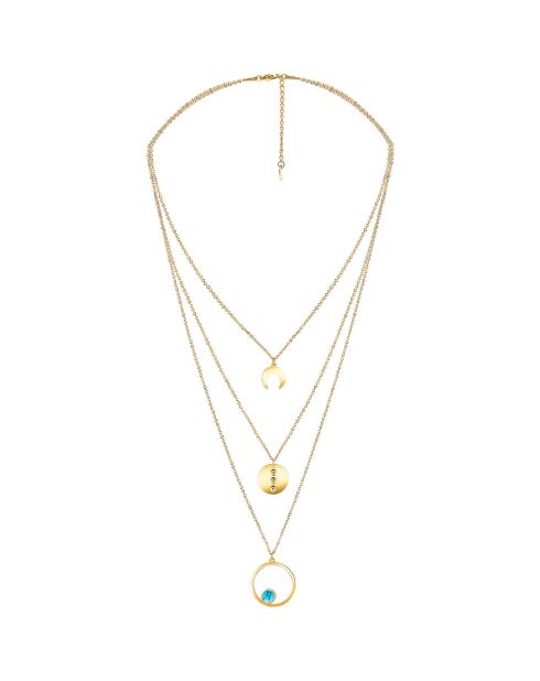 Collier Dysqual en Acier doré & Turquoise