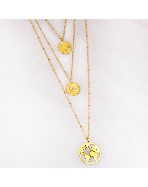 Sautoir Ofelie World en Acier doré