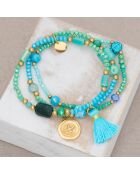 Ofelie armband in goud/blauw/groen staal