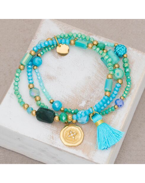 Ofelie Armband aus goldenem, blau/grünem Stahl