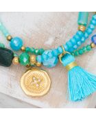 Ofelie armband in goud/blauw/groen staal