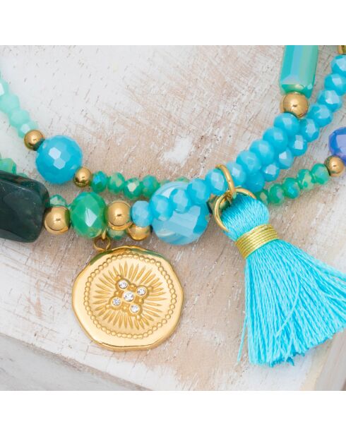 Ofelie Armband aus goldenem, blau/grünem Stahl