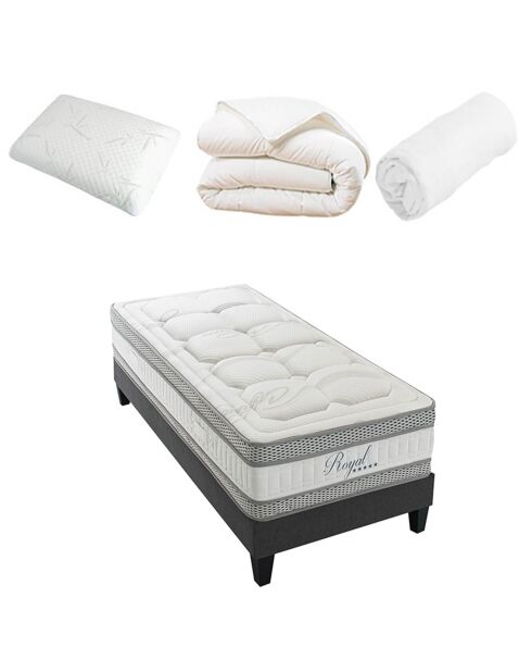 Pack prêt-à-dormir 5 pièces Royal 5 étoiles gris/blanc - 90x200 cm