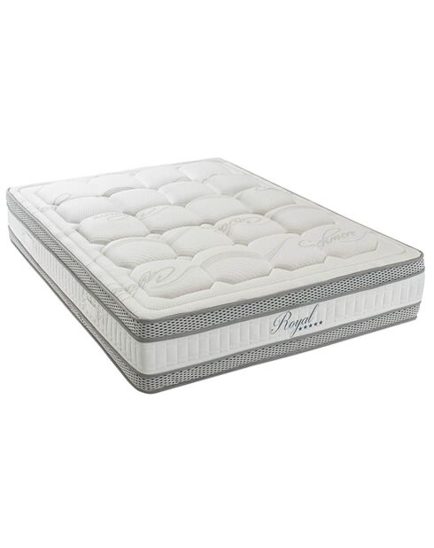 Ensemble matelas Royal 5 étoiles  & sommier en bois gris/blanc - 160x200 cm