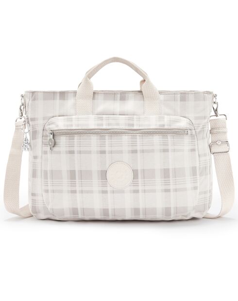 Sac à main Miho M soft plaid ivoire - 29.5x40x10 cm