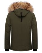 Parka Ontario avec capuche en vraie Fourrure Raccoon kaki
