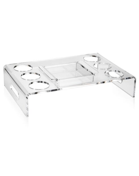 Plateau à café pour 6 tasses transparent  - 30x24x6.5 cm
