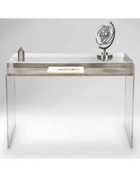 Bureau moremore bois gris/transparent  - 100x40x75 cm