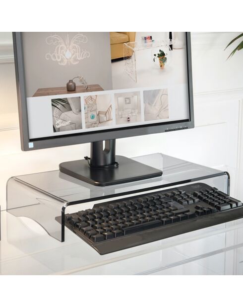 Soporte para ordenador Oly transparente/gris - 49x25x8,5 cm