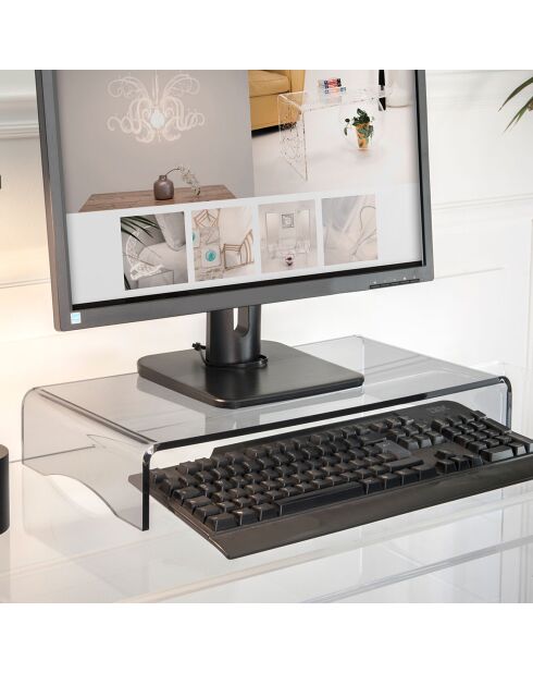 Soporte para ordenador Oly transparente/gris - 49x25x8,5 cm