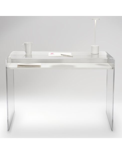 Bureau moremore bois blanc/transparent  - 100x40x75 cm